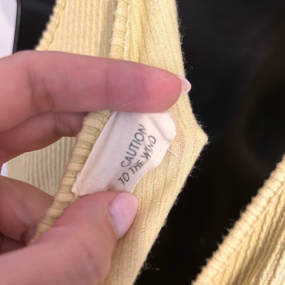 Caution to the wind yellow ribbed v neck dress - Picture 5 of 5